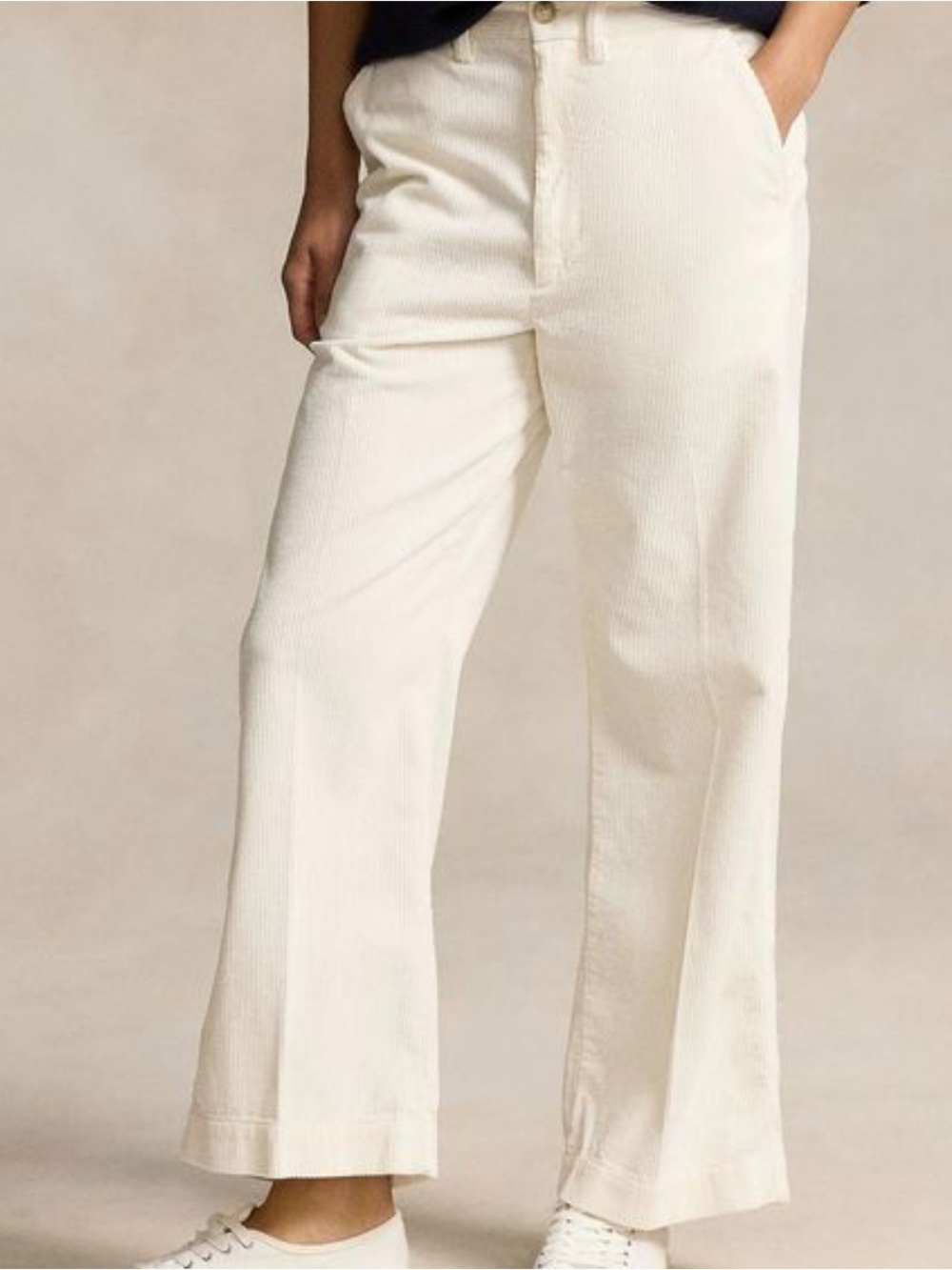 Polo Ralph Lauren Corduroy Wide-Leg Pants Cream/Ivory Women’s Size 8